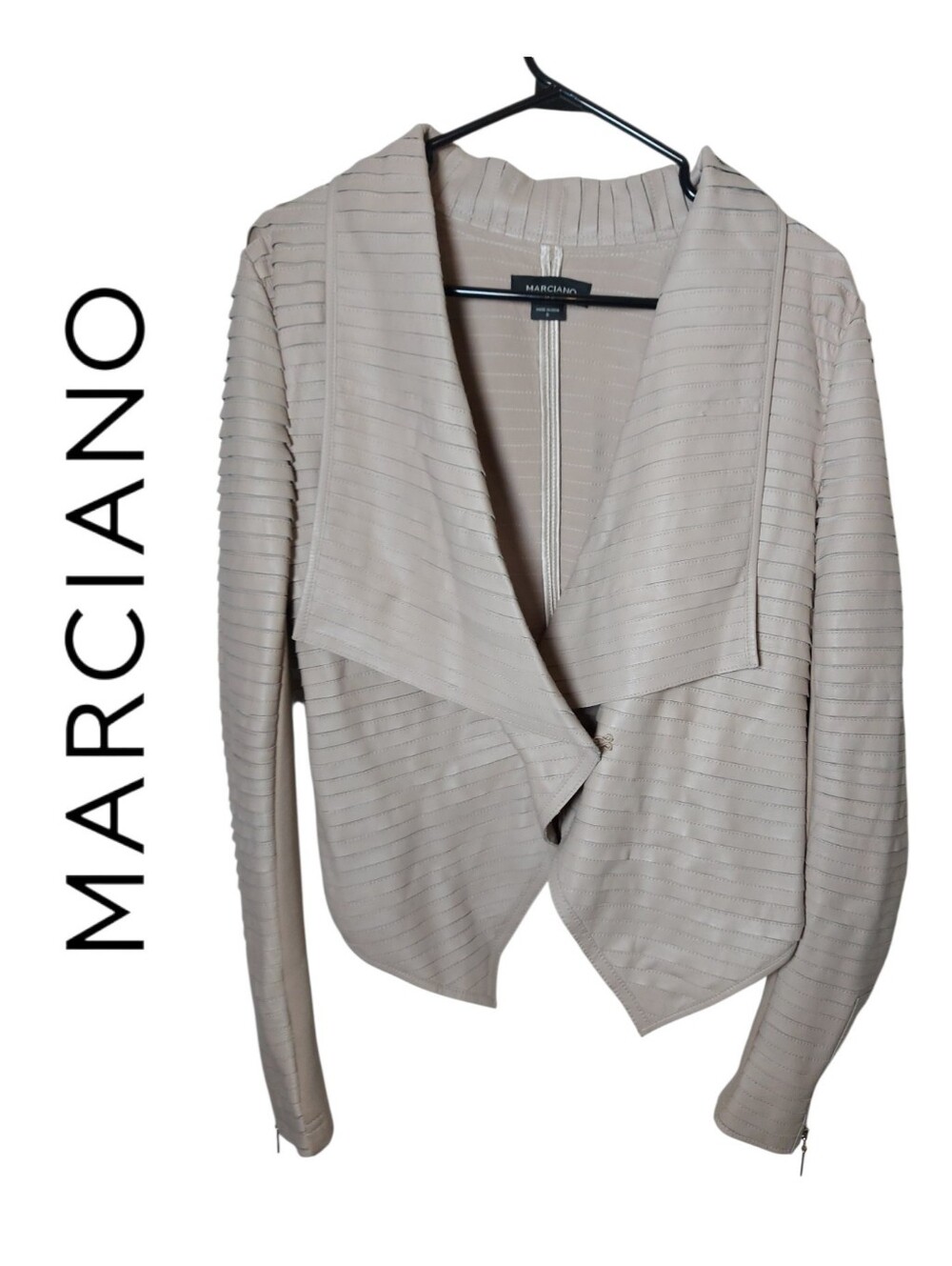 Marciano Shayla Drape Genuine Lamb Leather Moto Jacket